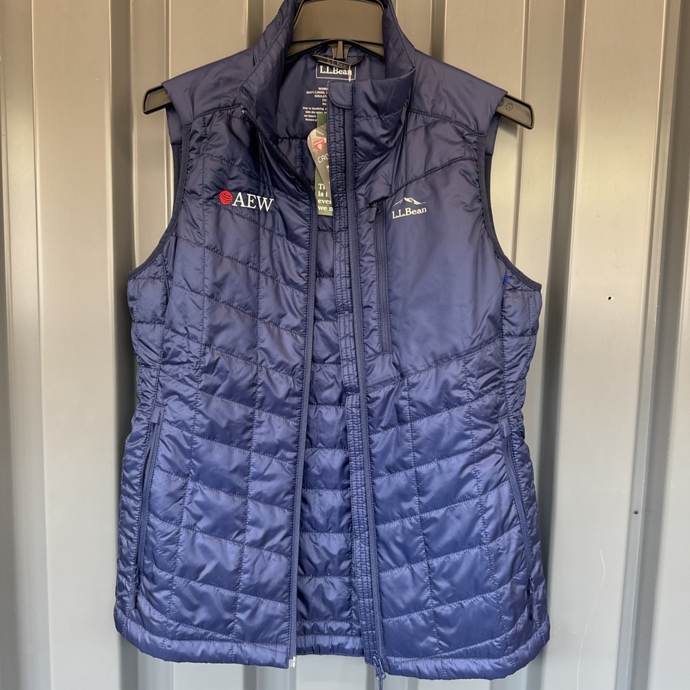 L.L. Bean Vest Mens S Primaloft Packaway Quilted Cross Core Full Zip Blue NWT